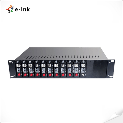Rack Mux de Fibra Telefônica 2U de 14 slots