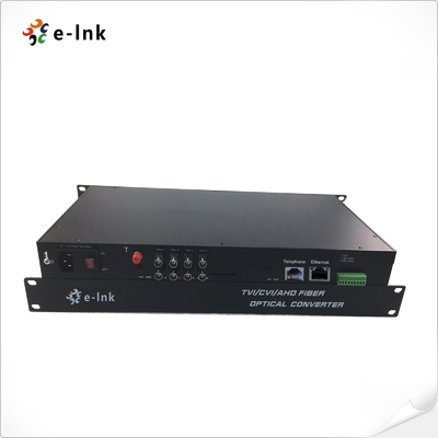 8-Ch 1080P HD Video + 1-Ch 10/100M Ethernet + 1-Ch FXO/FXS Telefone + 1-Ch Backward Data RS485 Over Fiber Converter