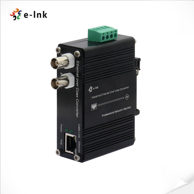 Extensor Ethernet Industrial DIN-Rail 10/100Base-TX sobre Coaxial Suporta Power over Coax & Power over Ethernet simultaneamente