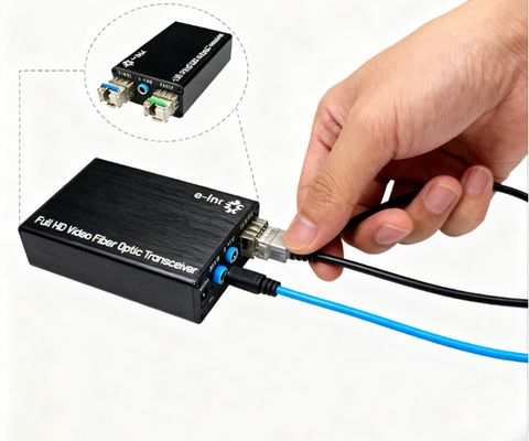 Extensor de fibra óptica DVI tipo mini com áudio estéreo externo