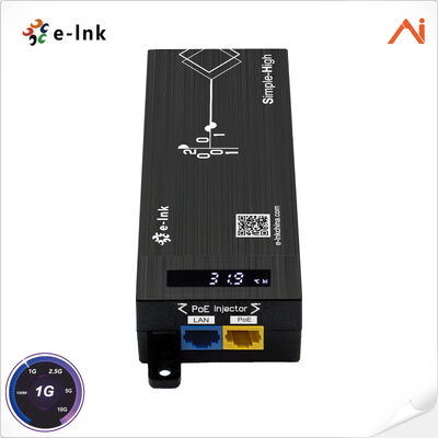 quality Injetor PoE++ E-link LNK-AIPSE301M60 IEEE 802.3bt com Tela LED Inteligente AI de 60W Gigabit Ethernet factory