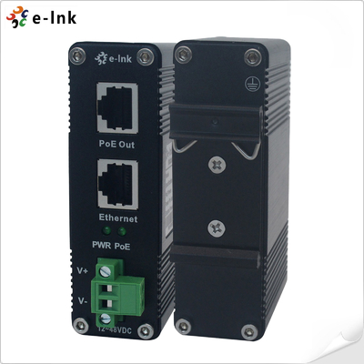 DIN Rail Industrial 802.3at 30W Gigabit PoE Injector Adaptador 12~48V DC Power Booster preço de fábrica